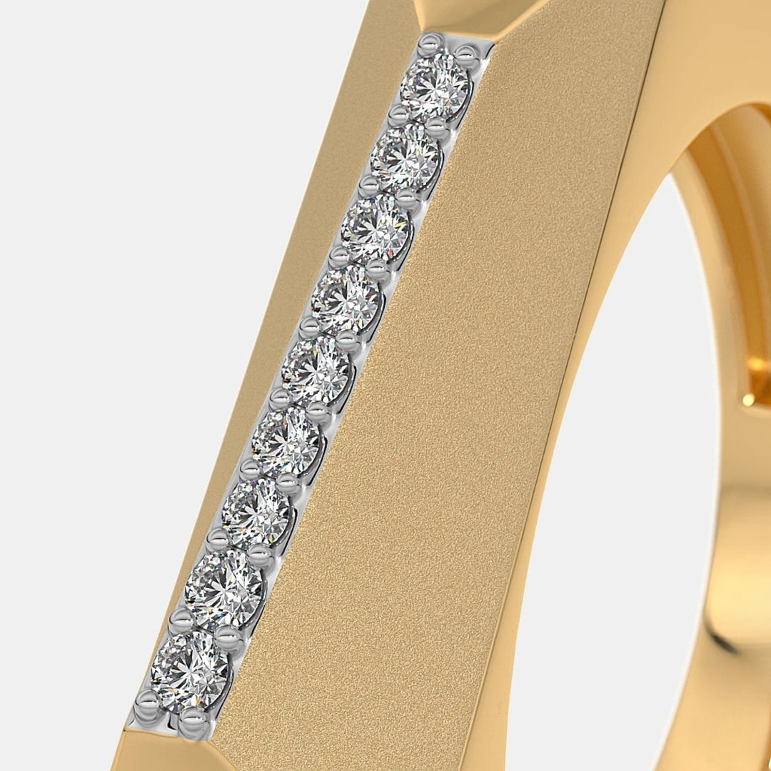 14K Yellow Gold Round Lab Grown Diamond Unique Men's Ring
