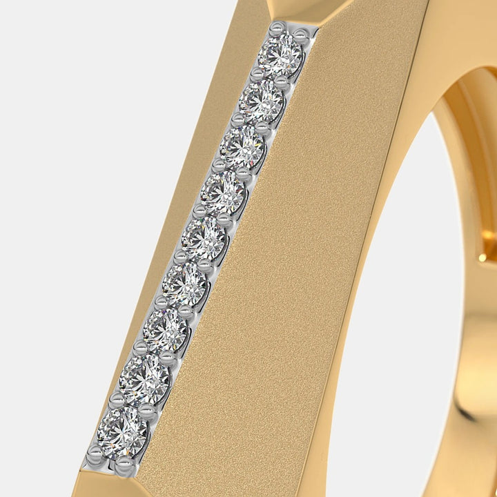 14K Yellow Gold Round Lab Grown Diamond Unique Men's Ring