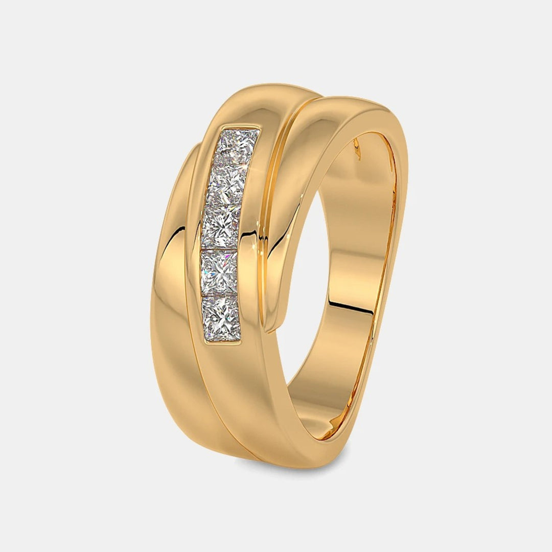 14K Yellow Gold Princess Lab Grown Diamond Men's Ring