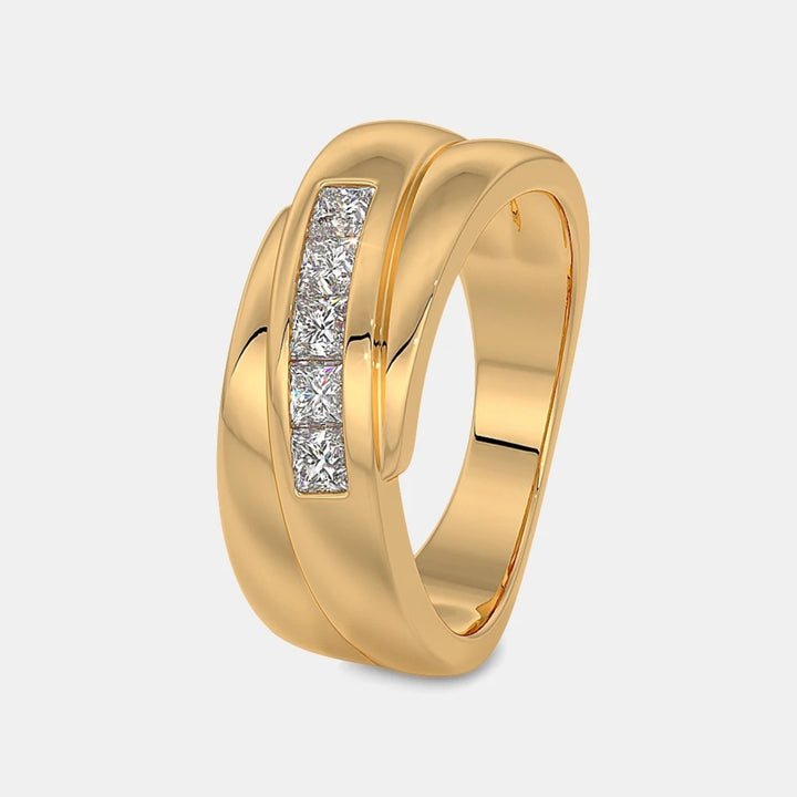 14K Yellow Gold Princess Lab Grown Diamond Men's Ring