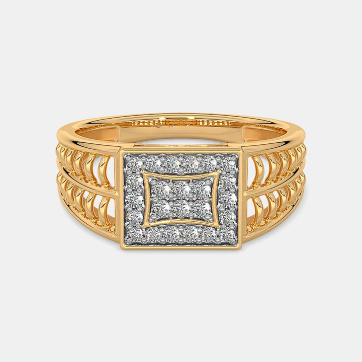 Round Lab Grown Diamond 14K Yellow Gold Men's Ring