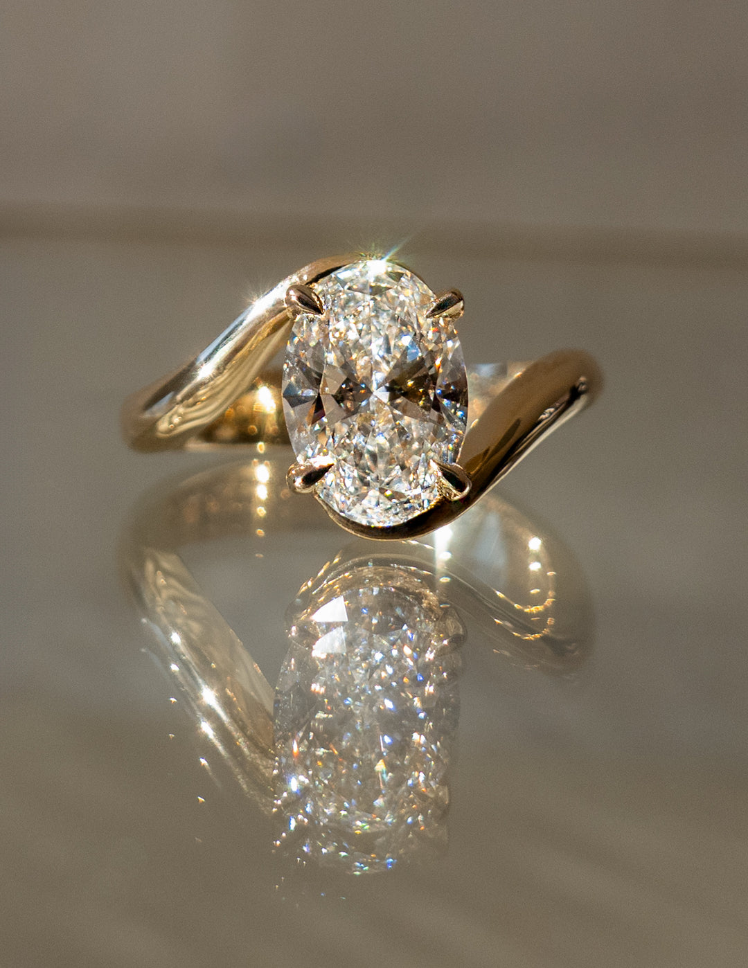 1.50CT-2.50CT Oval Cut Lab Grown Diamond Bypass Engagement Ring