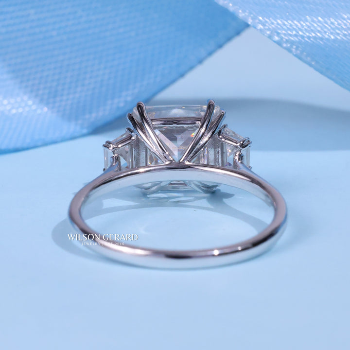 3.0CT Princess Cut E/VS1 Lab Grown Diamond Three Stone Engagement Rings
