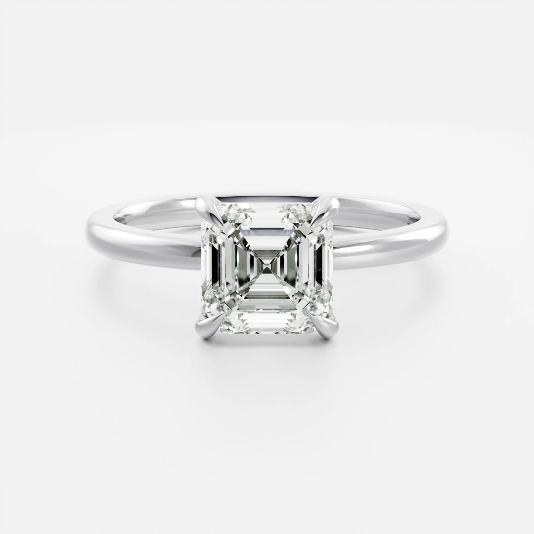 1.0CT Asscher Cut Lab Grown Diamond Solitaire Engagement Ring