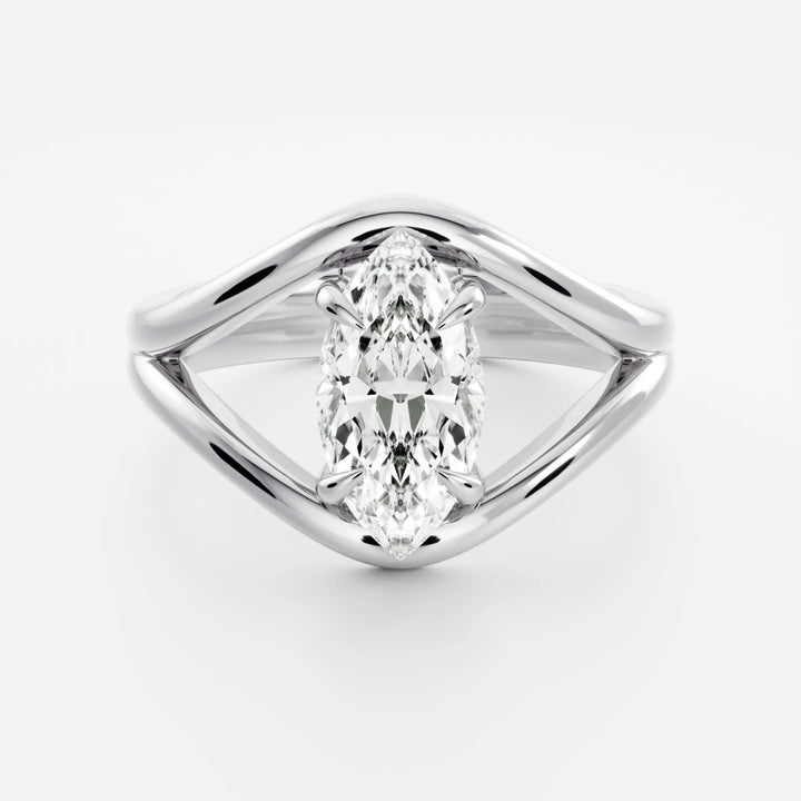 2.0CT Marquise Cut Lab Grown Diamond Split Shank Engagement Ring