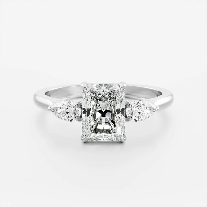 2.0CT Radiant Cut E/VS1 Lab Grown Diamond Three Stone Engagement Rings