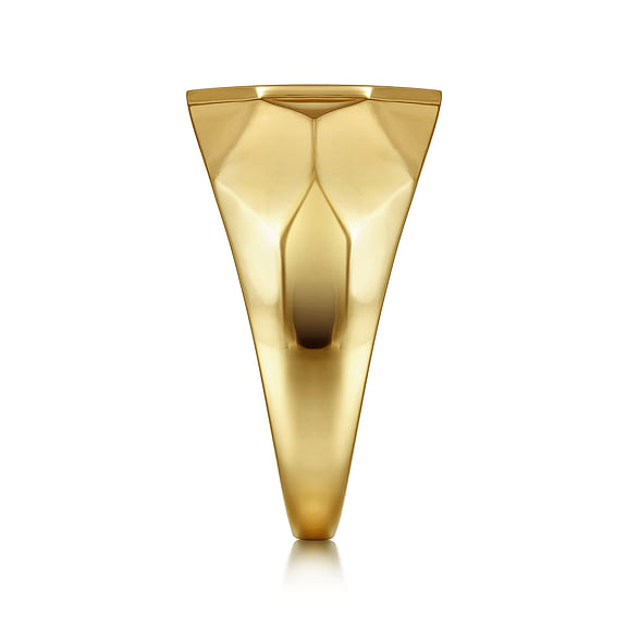 14K Yellow Gold Round Lab Grown Diamond Men's Signet Ring