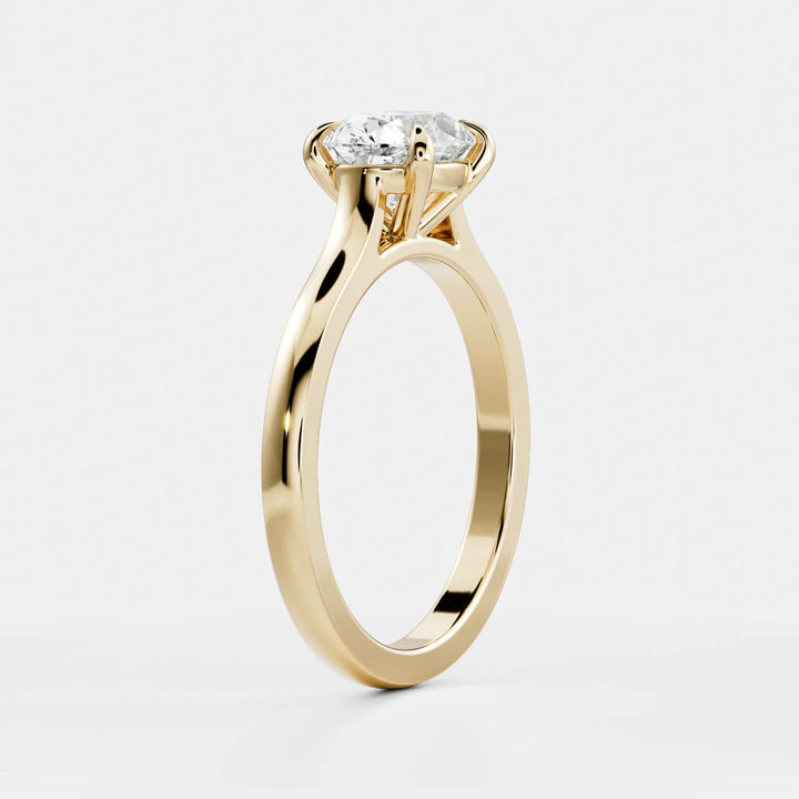 1.0CT East West Oval Cut Lab Grown Diamond Cathedral Engagement Ring