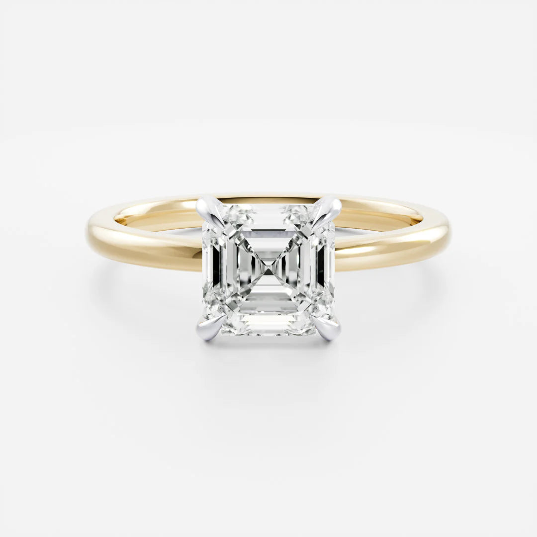 1.0CT Asscher Cut Lab Grown Diamond Solitaire Engagement Ring