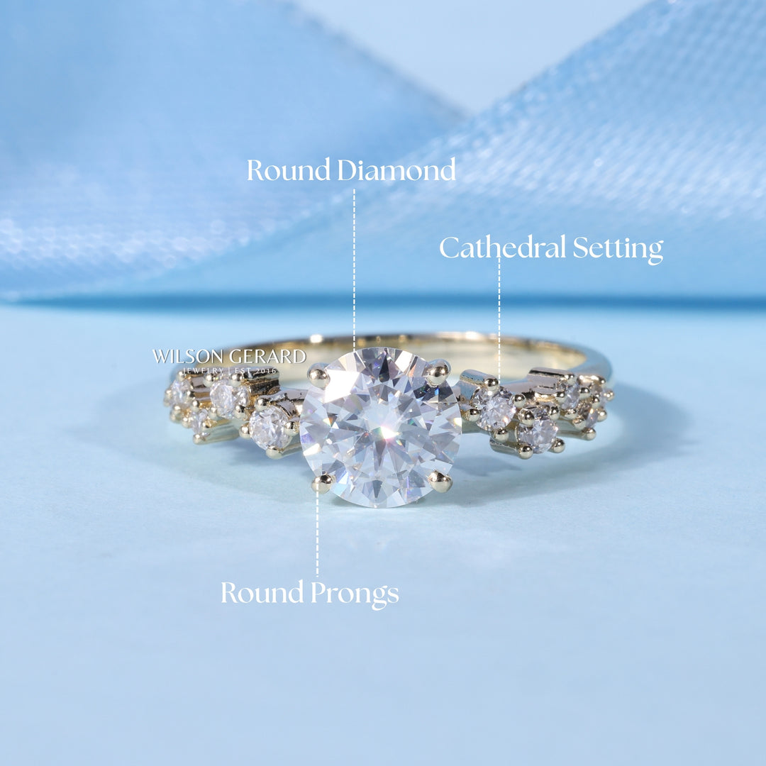 1.0CT Round E/VS1 Lab Grown Diamond Cluster Engagement Ring