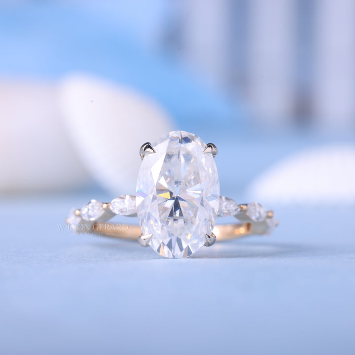 2.0CT Oval E/VS1 Lab Grown Diamond Hidden Halo Pave Engagement Ring