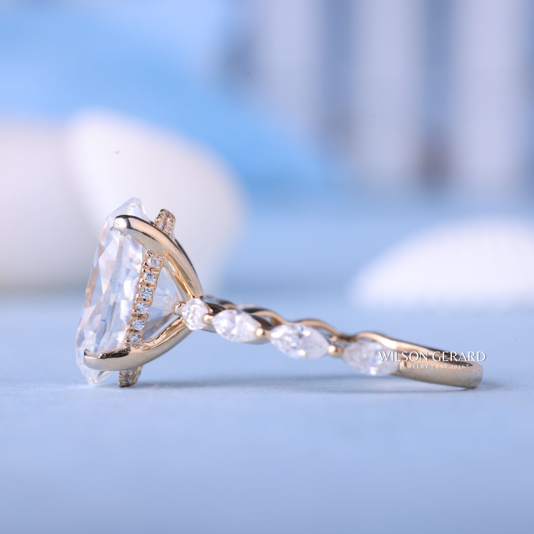 2.0CT Oval E/VS1 Lab Grown Diamond Hidden Halo Pave Engagement Ring