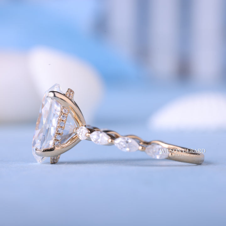 2.0CT Oval E/VS1 Lab Grown Diamond Hidden Halo Pave Engagement Ring