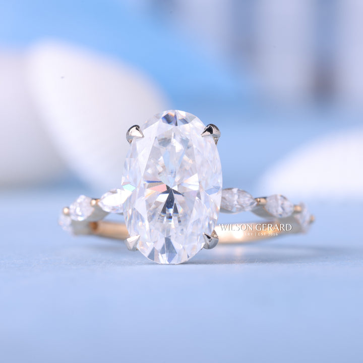 2.0CT Oval E/VS1 Lab Grown Diamond Hidden Halo Pave Engagement Ring