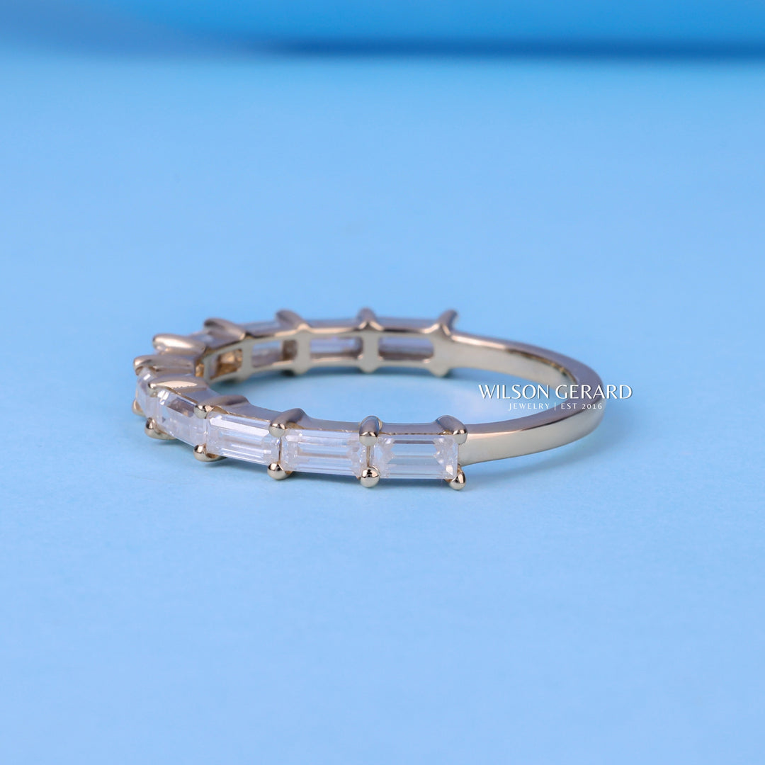 0.60CT Baguette Shaped Bar Set E/VS Lab Grown Diamond Wedding Bands His And Hers