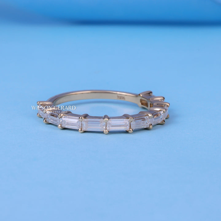 0.60CT Baguette Shaped Bar Set E/VS Lab Grown Diamond Wedding Bands His And Hers