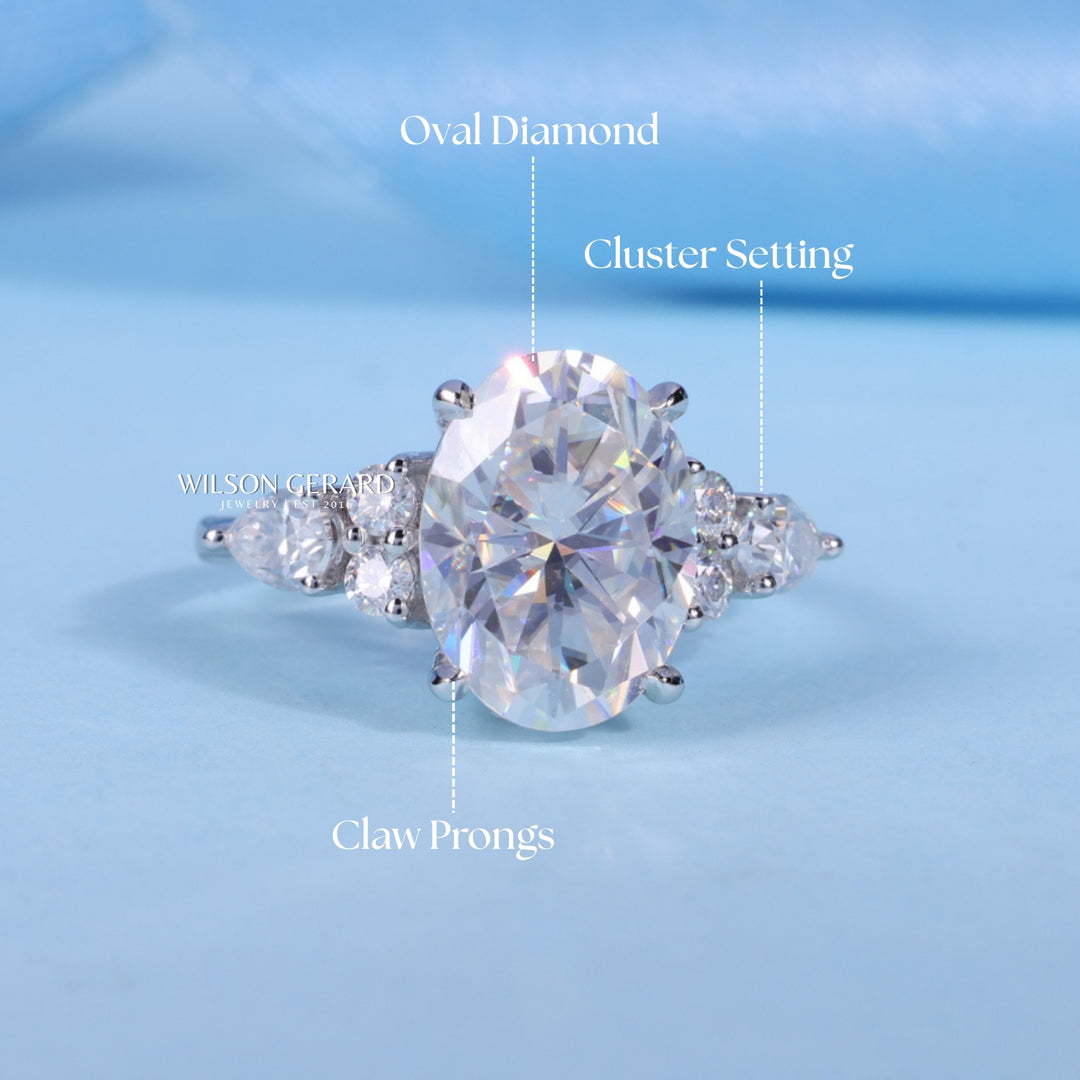 2.0CT Oval E/VS1 Lab Grown Diamond Cluster Timeless Engagement Ring