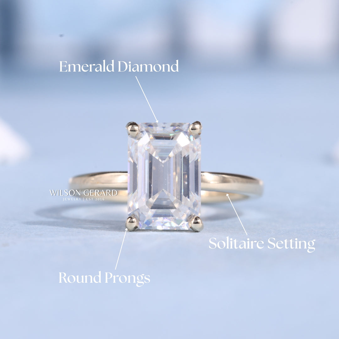 1.0CT Emerald E/VS Lab Grown Diamond Solitaire Engagement Ring