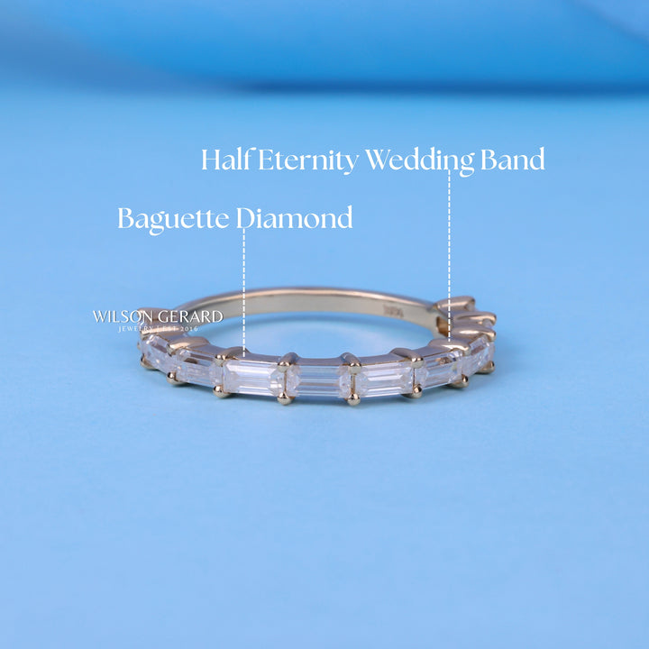 0.60CT Baguette Shaped Bar Set E/VS Lab Grown Diamond Wedding Bands His And Hers