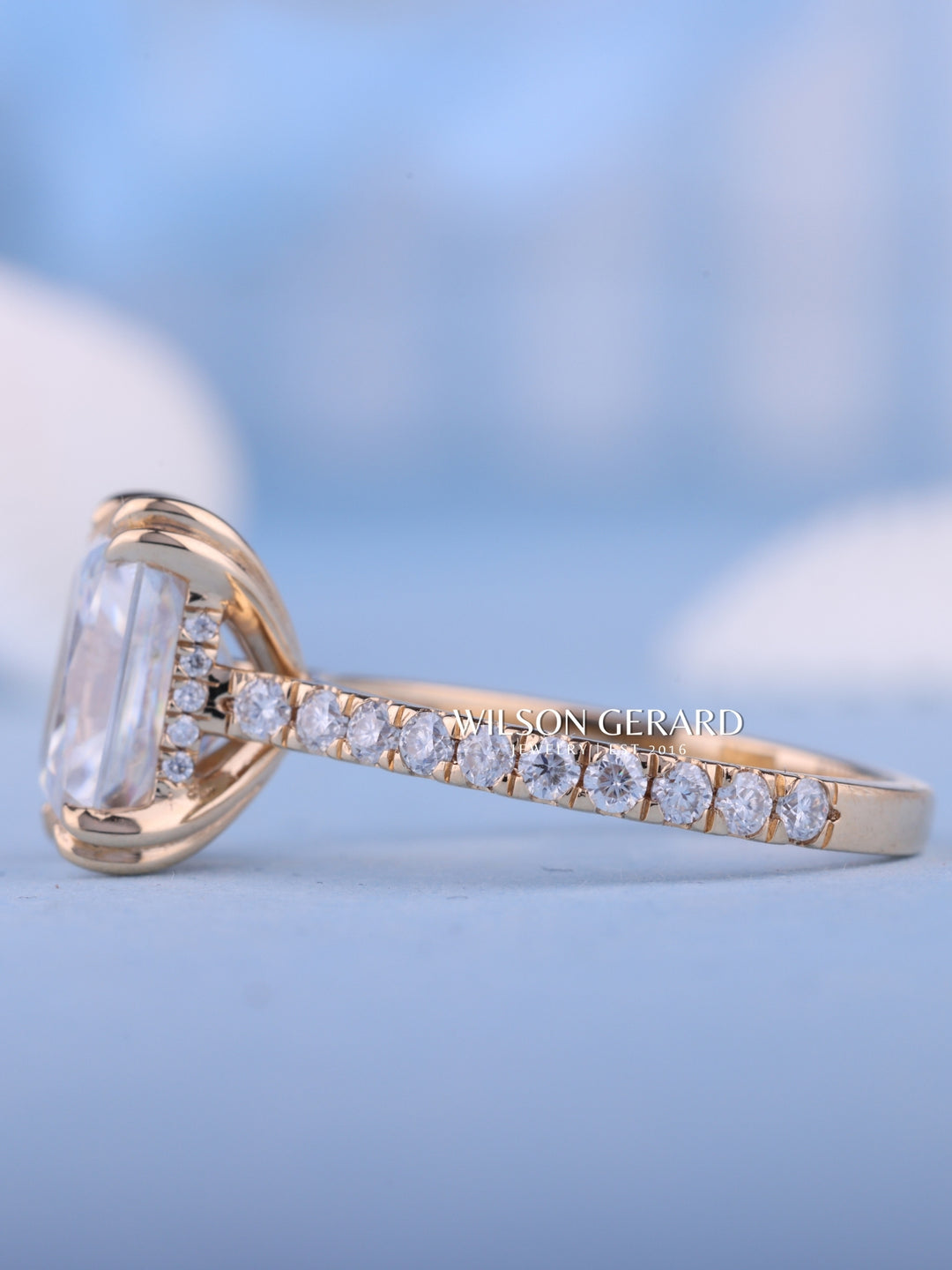 1.50CT Radiant E/VS1 Lab Grown Diamond Hidden Halo Pave Engagement Ring