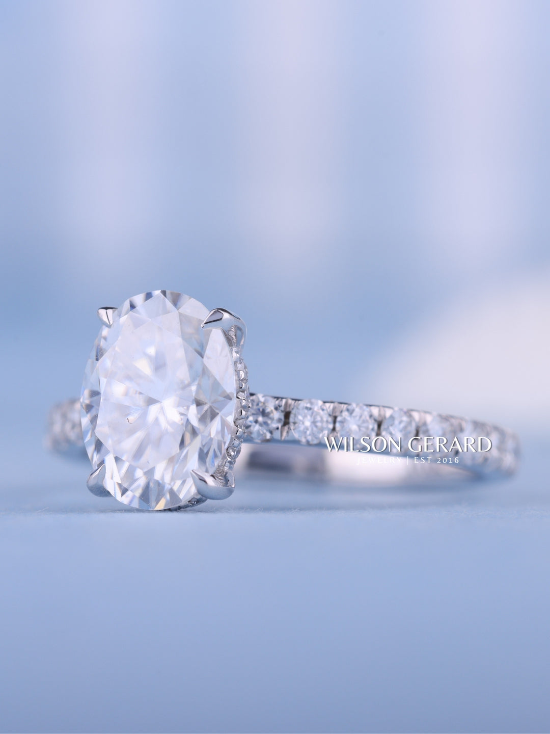 1.50CT Oval E/VS1 Lab Grown Diamond Hidden Halo Pave Engagement Ring