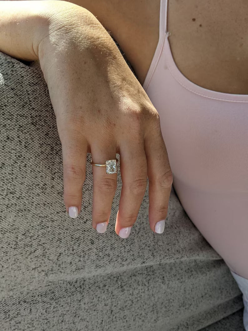 2.0CT Radiant Cut Solitaire Lab Grown Diamond Engagement Ring For Her