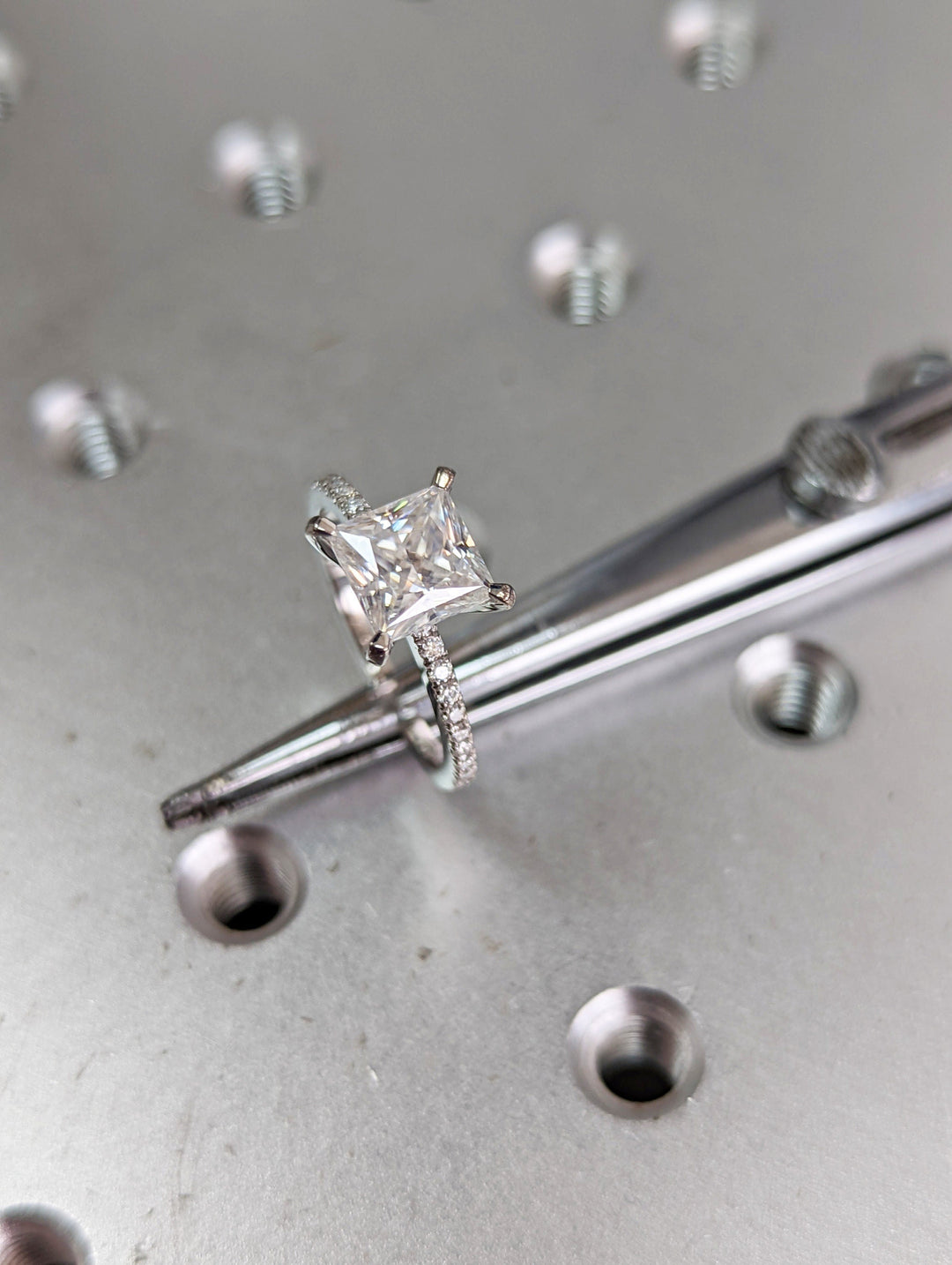 1.50CT Princess Cut Pave Lab Grown Diamond Engagement Ring For Her