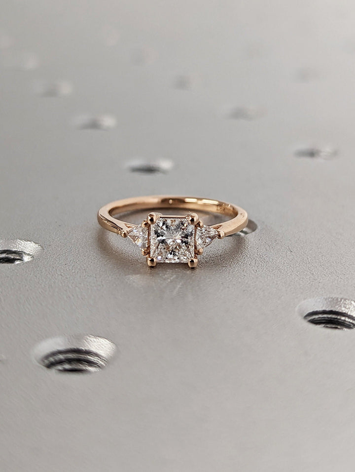 0.50CT Princess Cut Three Stone Lab Grown Diamond Engagement Ring For Her