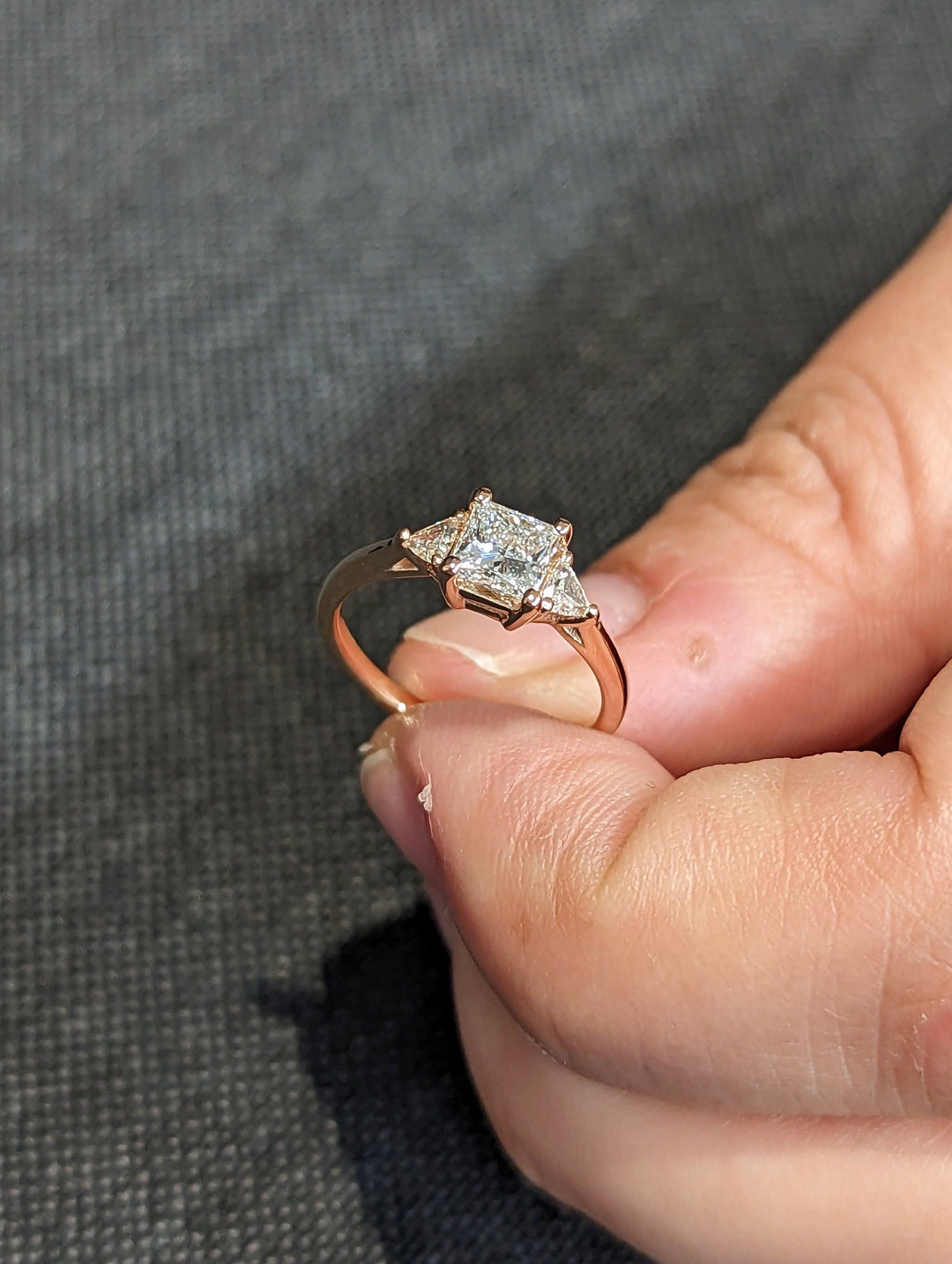 0.50CT Princess Cut Three Stone Lab Grown Diamond Engagement Ring For Her