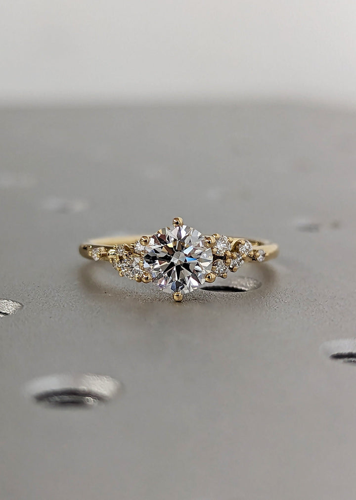 1.0CT Round Cut Zig Zag Cluster Lab Grown Diamond Engagement Ring