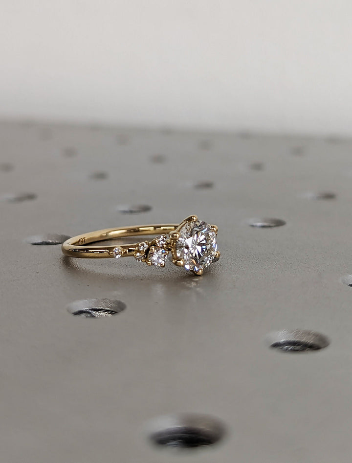 1.0CT Round Cut Zig Zag Cluster Lab Grown Diamond Engagement Ring