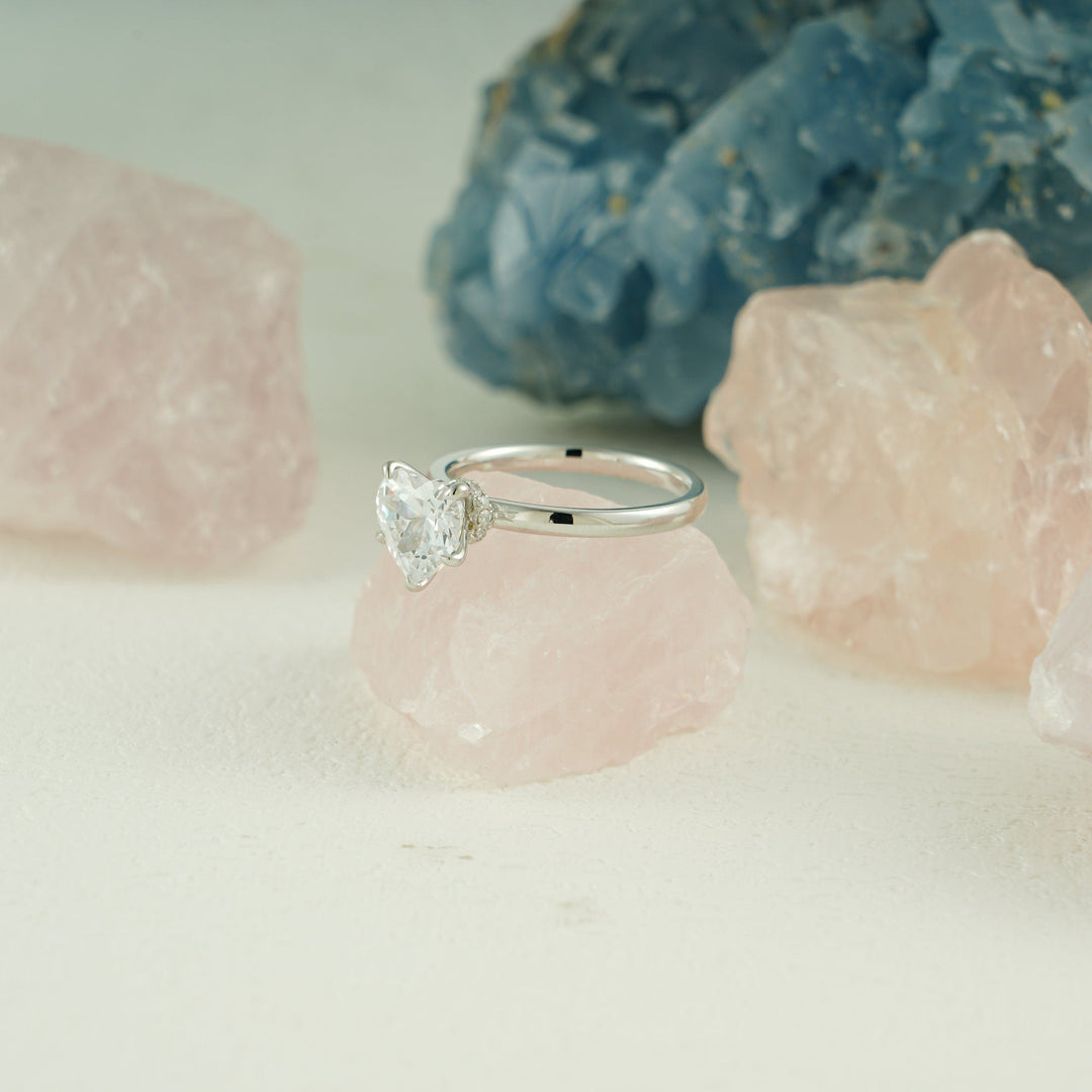 1.0CT Heart Cut Hidden Halo IGI Certified Lab Grown Diamond Engagement Ring For Her