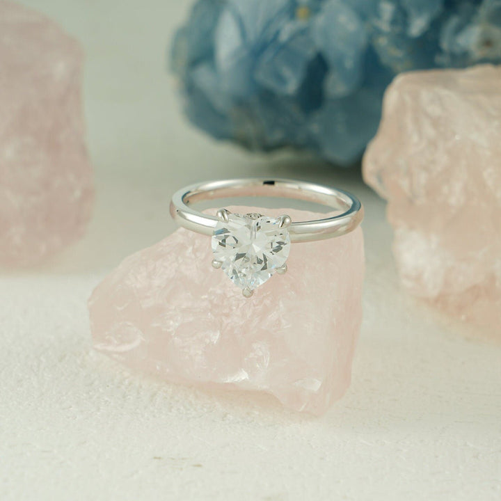 1.0CT Heart Cut Hidden Halo IGI Certified Lab Grown Diamond Engagement Ring For Her