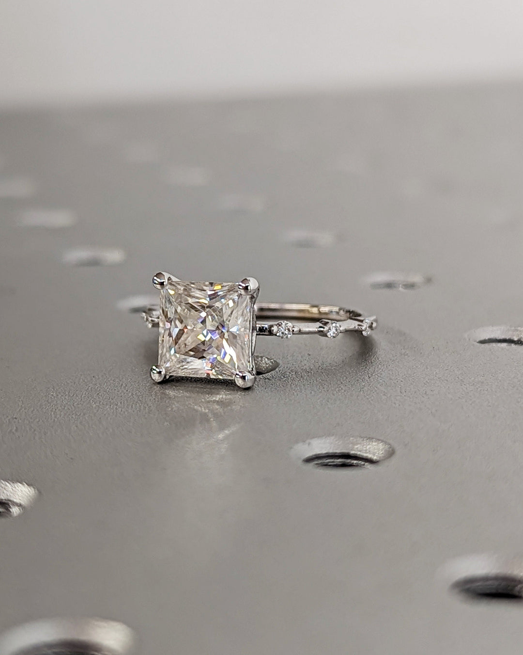 2.0CT Princess Lab Grown Petite Pave Diamond Engagement Ring Anniversary Gift For Women