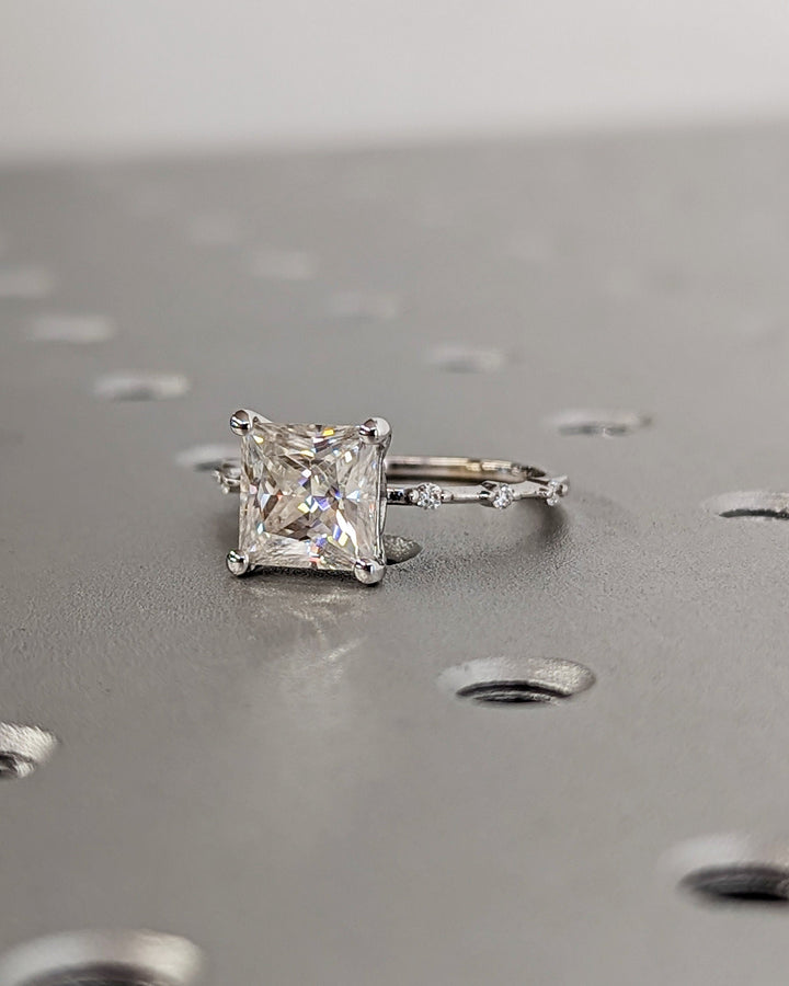 2.0CT Princess Lab Grown Petite Pave Diamond Engagement Ring Anniversary Gift For Women