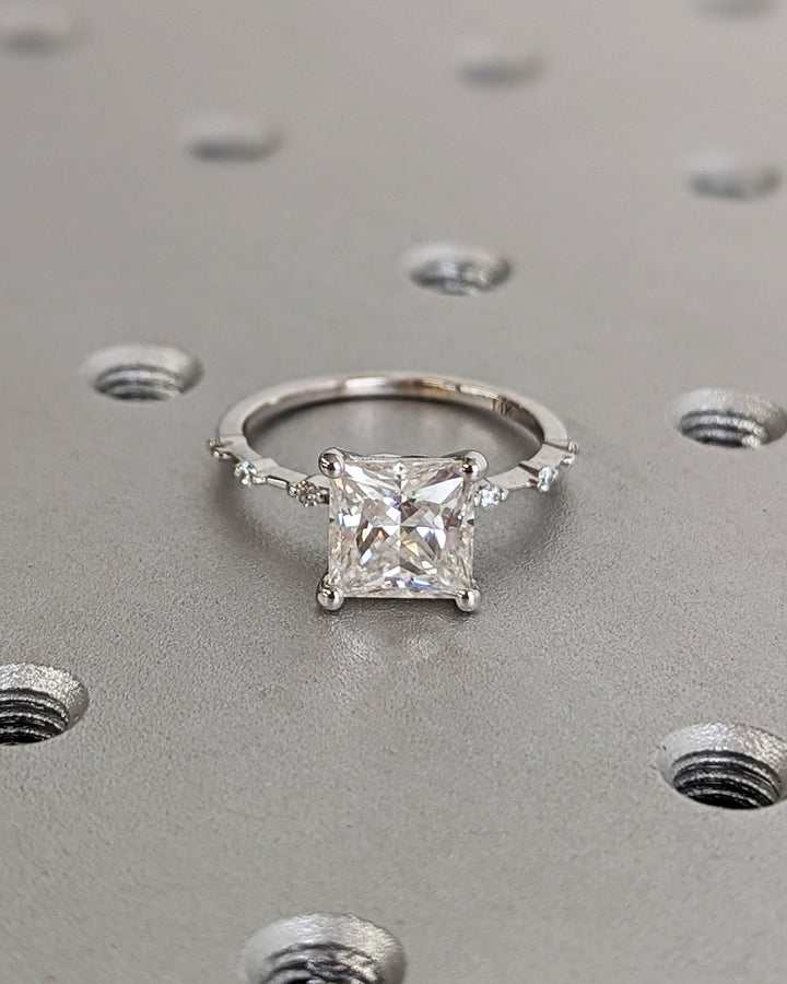 2.0CT Princess Lab Grown Petite Pave Diamond Engagement Ring Anniversary Gift For Women
