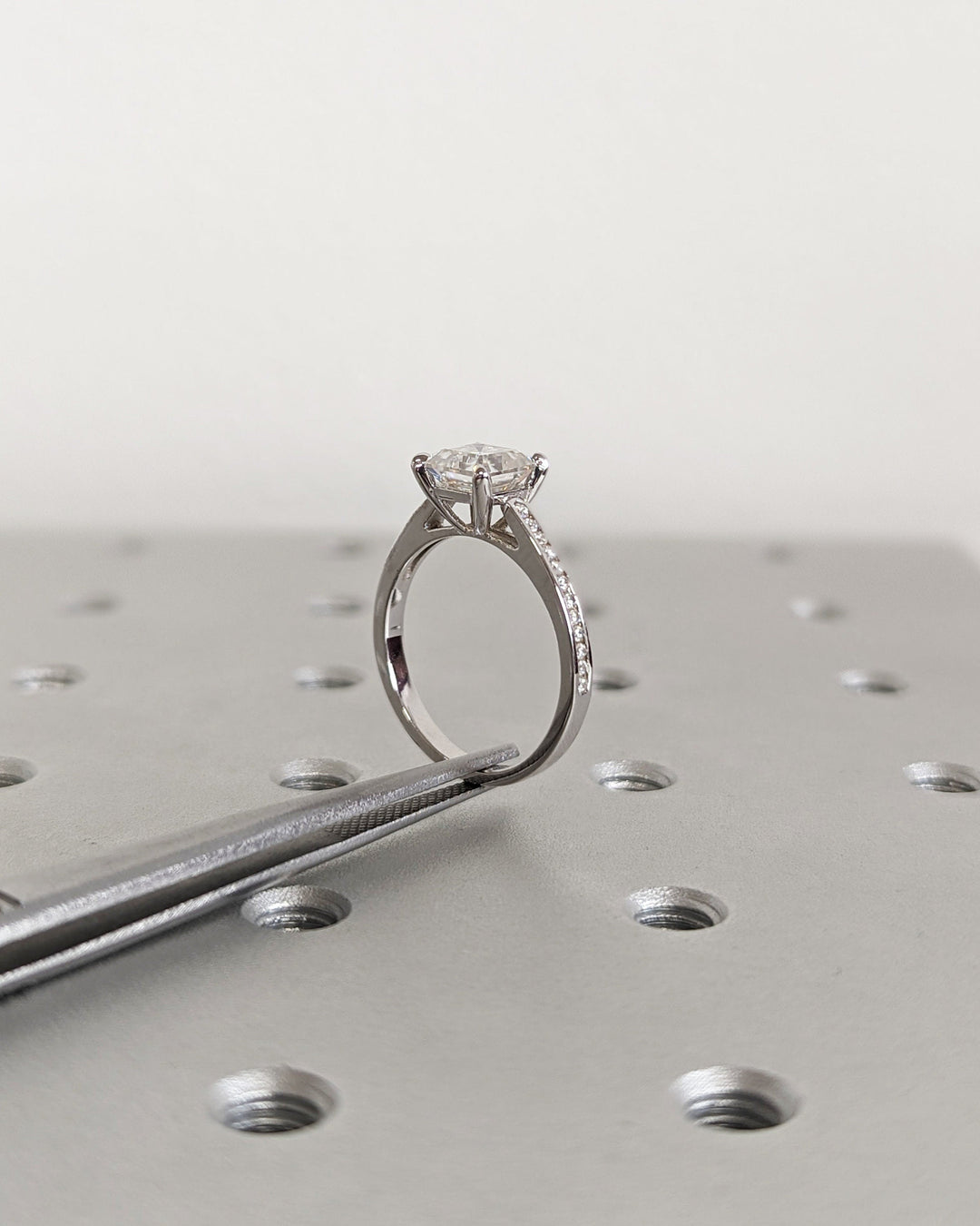 1.50CT Asscher Cut Channel Lab Grown Diamond Engagement Ring For Women