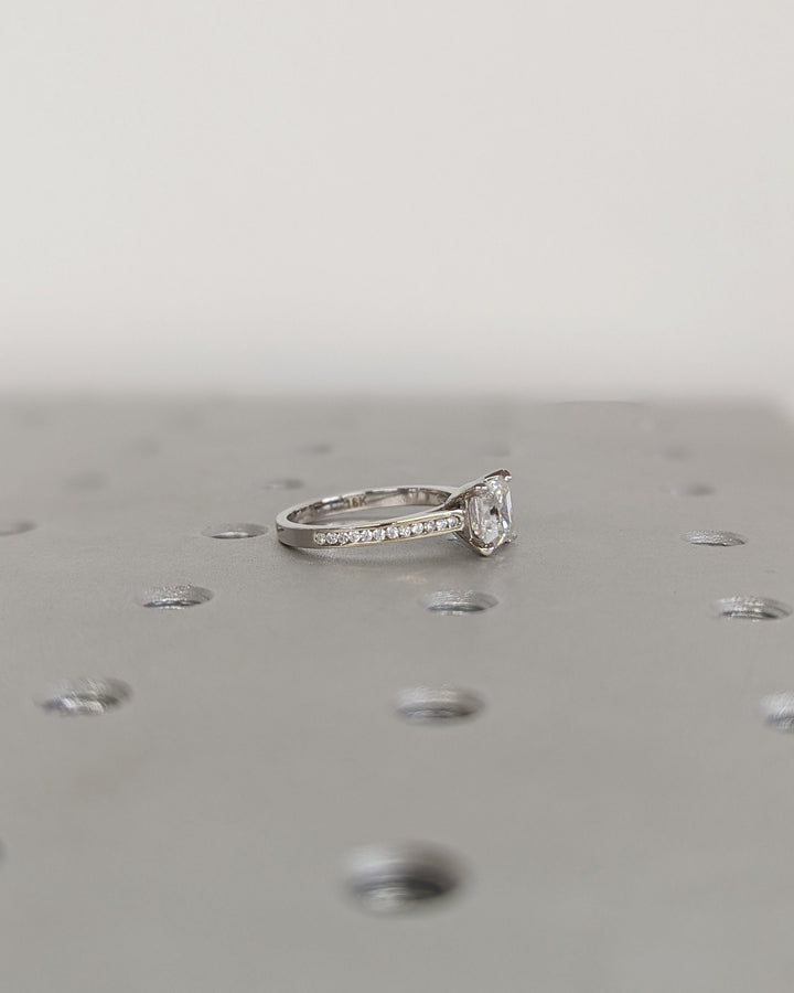 1.50CT Asscher Cut Channel Lab Grown Diamond Engagement Ring Simple Promise Ring