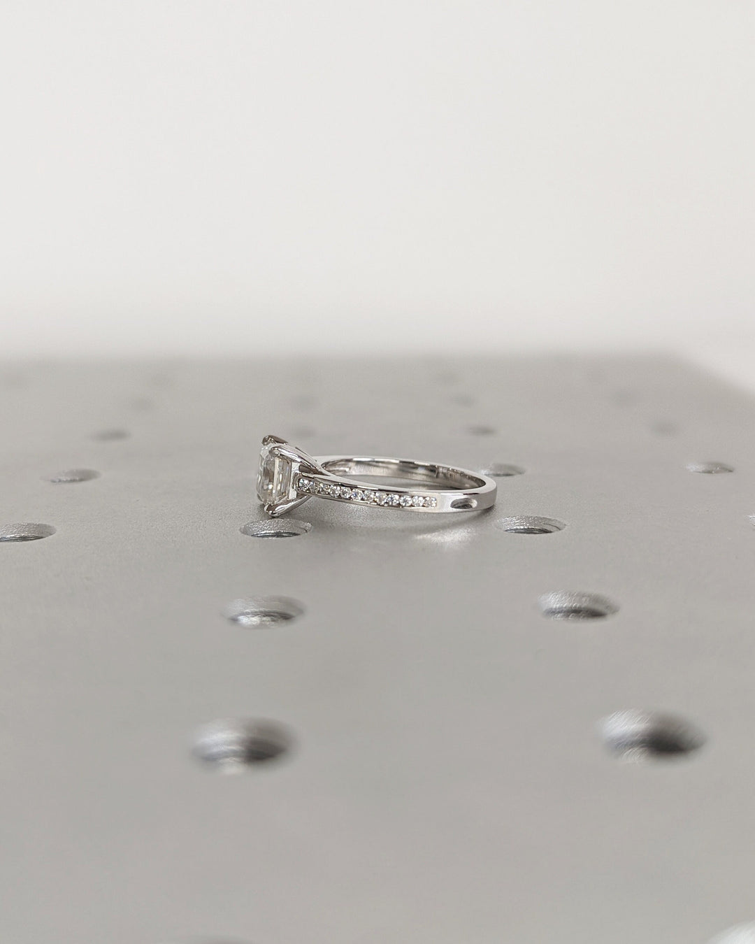 1.50CT Asscher Cut Channel Lab Grown Diamond Engagement Ring Simple Promise Ring