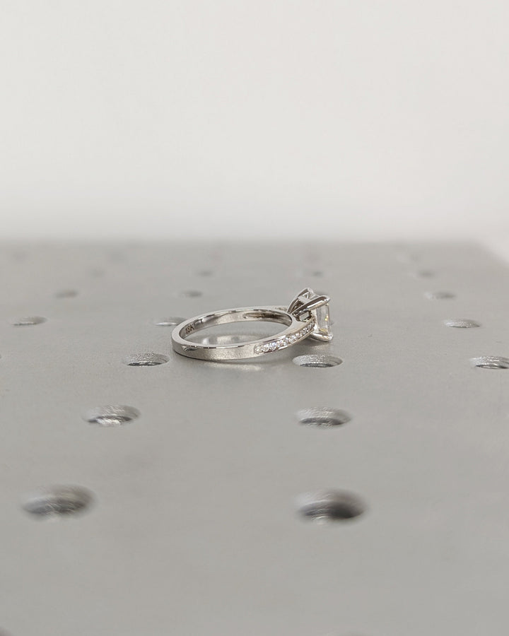 1.50CT Asscher Cut Channel Lab Grown Diamond Engagement Ring Simple Promise Ring