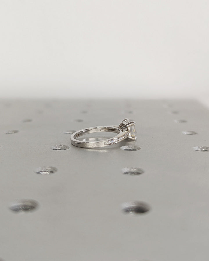 1.50CT Asscher Cut Channel Lab Grown Diamond Engagement Ring For Women