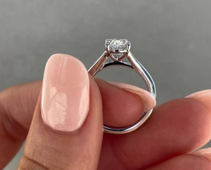 2.0CT Oval Cut Lab Grown Diamond Split Shank Engagement Ring For Women