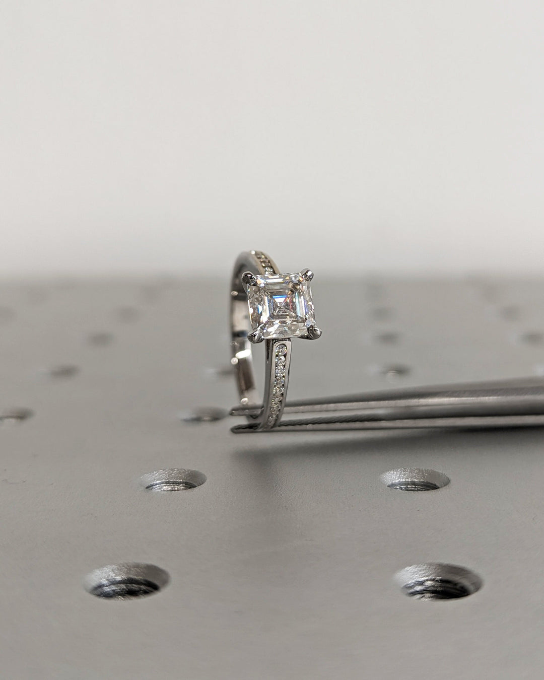 1.50CT Asscher Cut Channel Lab Grown Diamond Engagement Ring Simple Promise Ring