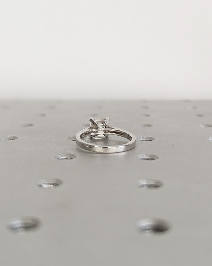 1.50CT Asscher Cut Channel Lab Grown Diamond Engagement Ring Simple Promise Ring