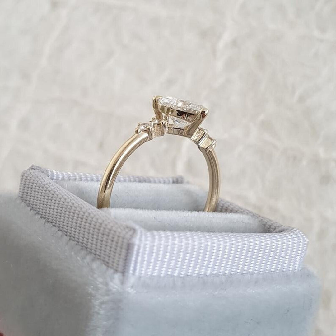 2.0CT Heart Shape Cut Five Stone Lab Grown Diamond Engagement Ring For Her