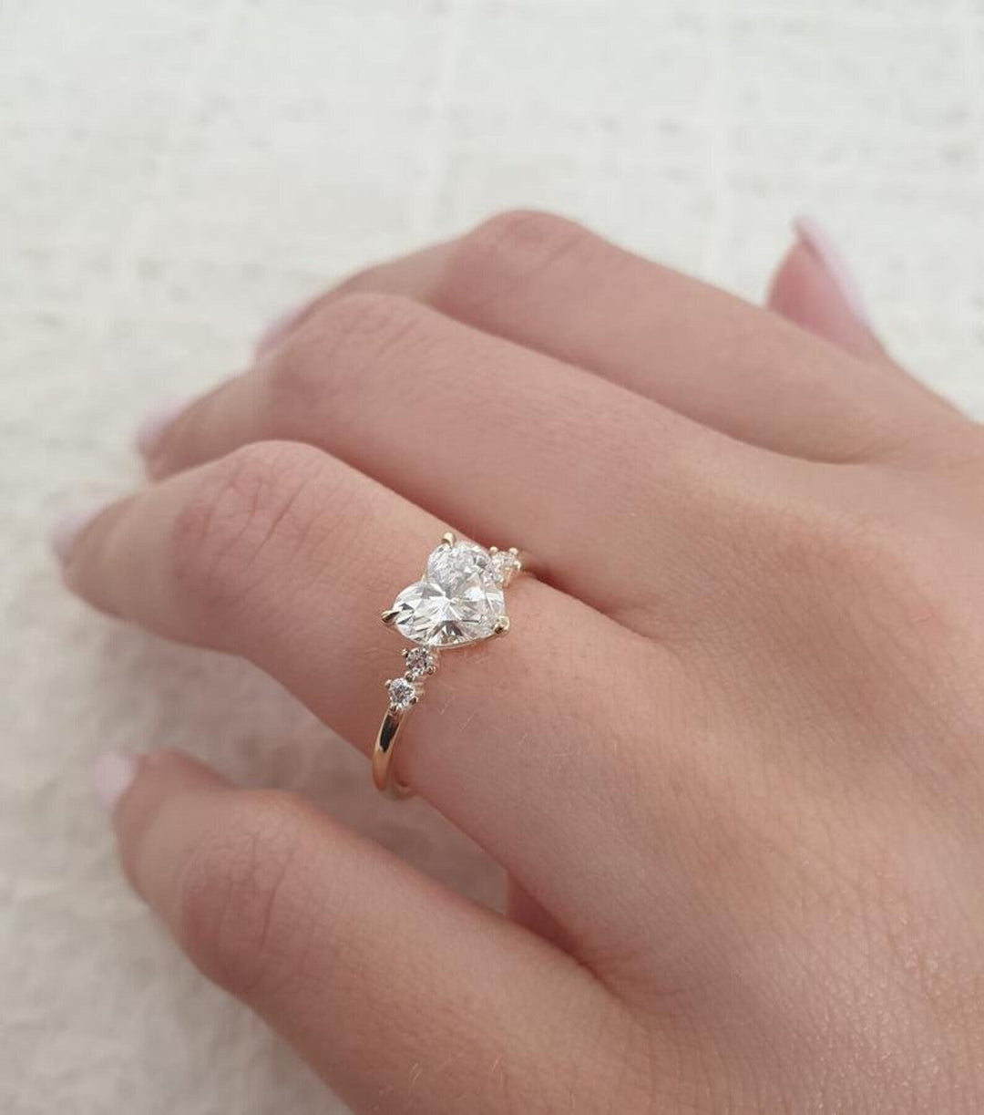 2.0CT Heart Shape Cut Five Stone Lab Grown Diamond Engagement Ring For Her