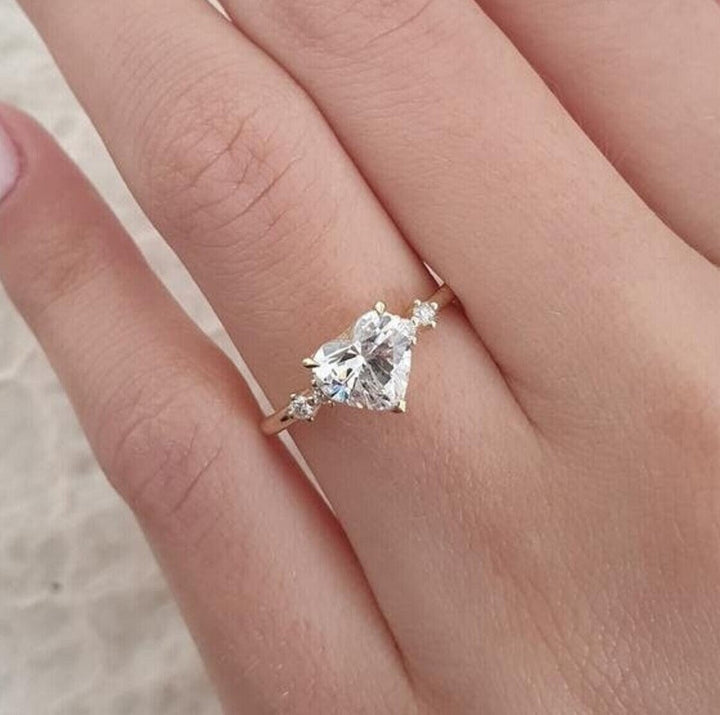 2.0CT Heart Shape Cut Five Stone Lab Grown Diamond Engagement Ring For Her