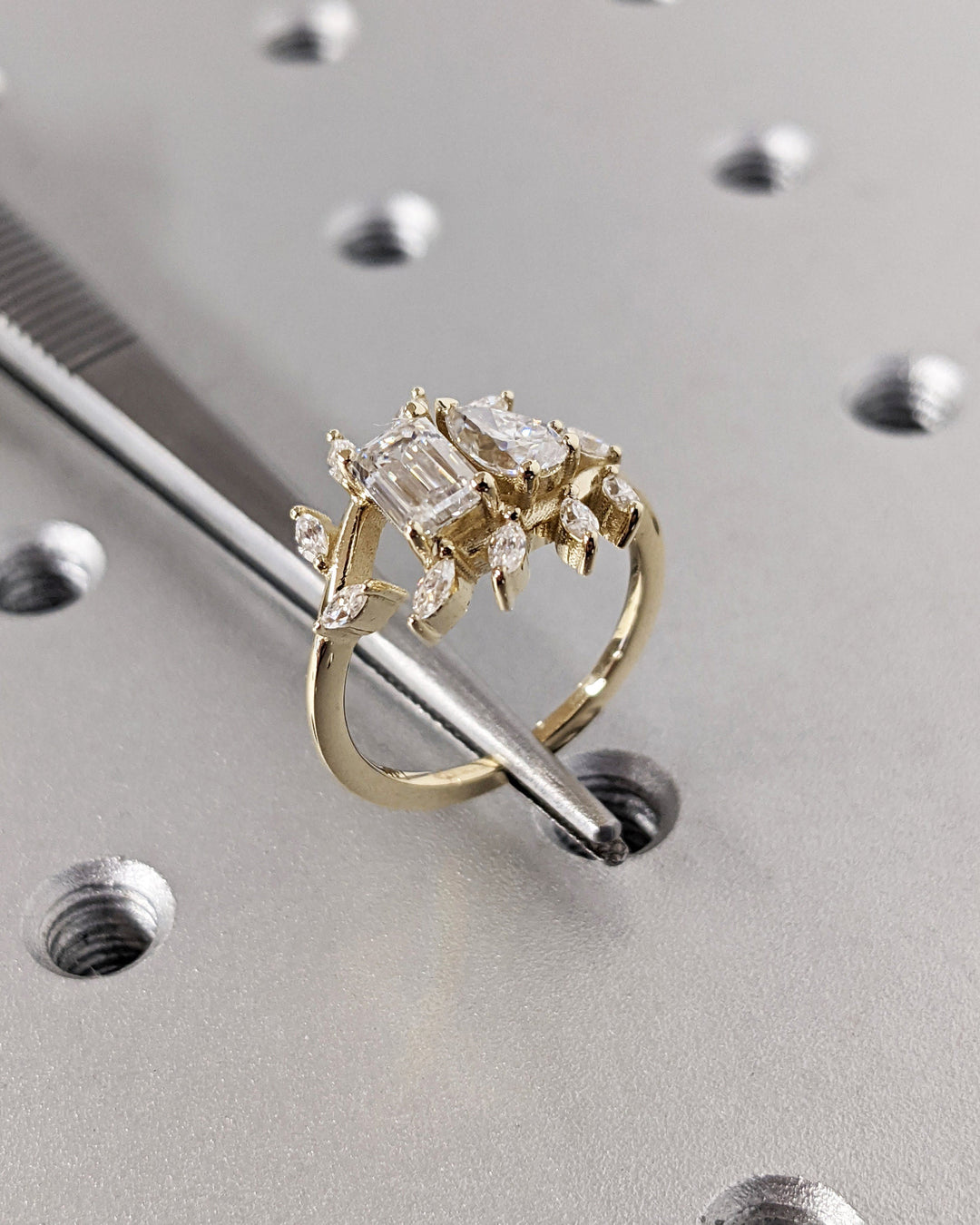 0.50CT Emerald & Pear Cut Toi et Moi Lab Grown Diamond Cluster Engagement Ring For Her