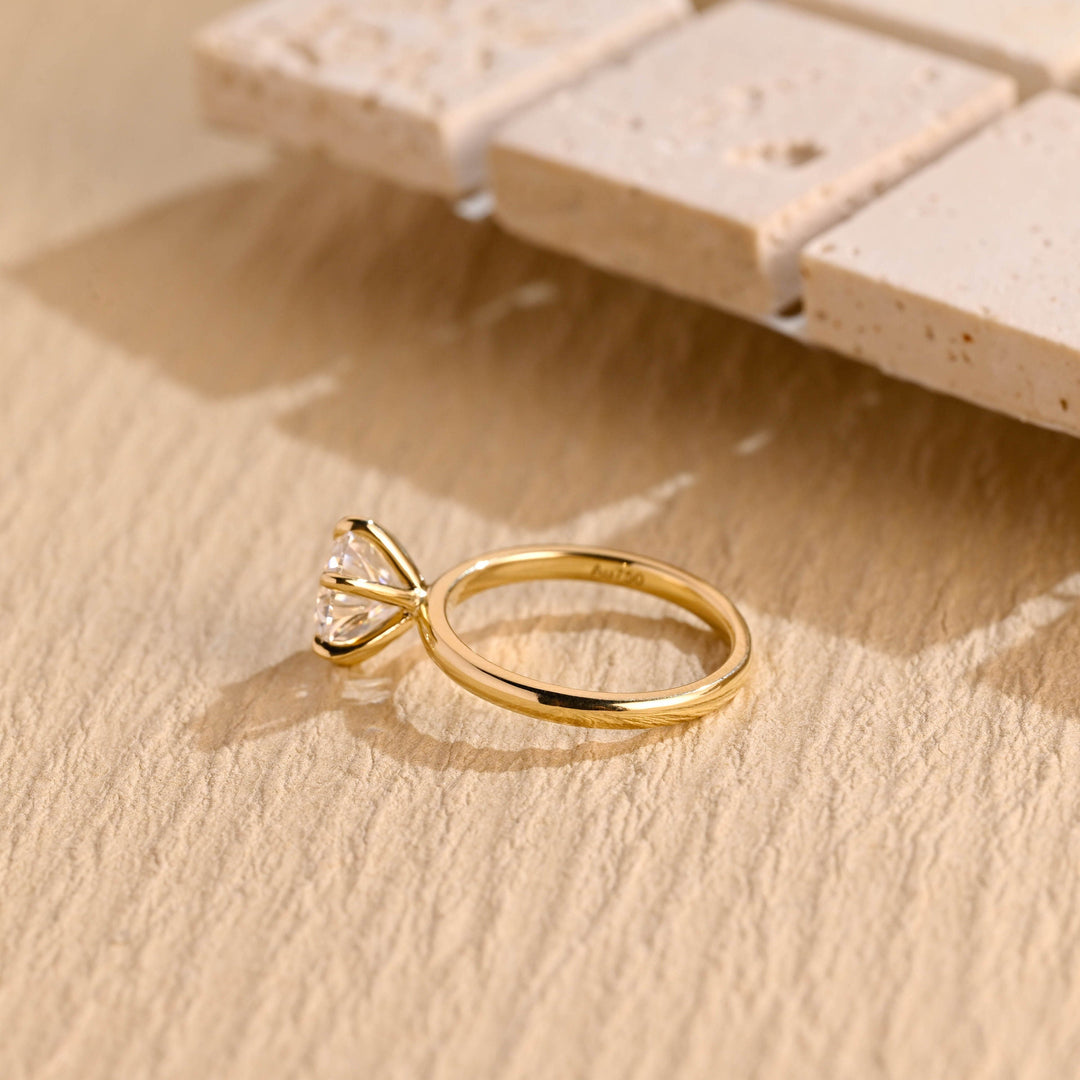 1.50CT Round Cut Solitaire Lab Grown Diamond Engagement Ring, Minimalist Wedding Ring