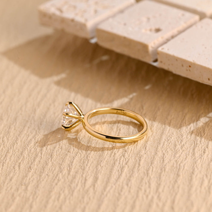 1.50CT Round Cut Solitaire Lab Grown Diamond Engagement Ring, Minimalist Wedding Ring